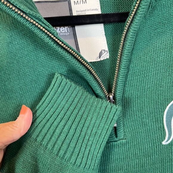 NWT Bruzer Michigan State Spartans Pullover 1/4 Zip Sweater Green White Size Med - Picture 4 of 13